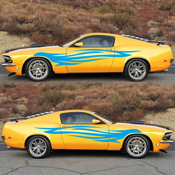2 PCS/Set D-926 Fire Totem Pattern Car Modified Decorative Sticker(Blue)