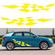 2 PCS/Set D-943 Checkered Flag Pattern Car Modified Decorative Sticker(Yellow)