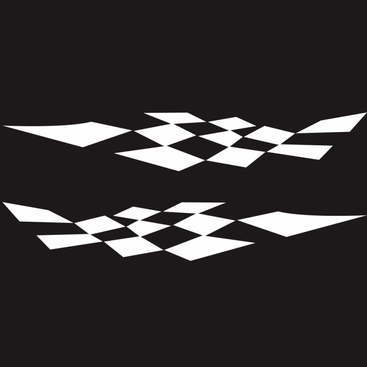 2 PCS/Set D-943 Checkered Flag Pattern Car Modified Decorative Sticker(White)