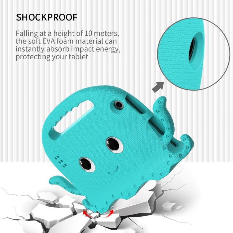 For Amazon Kindle Fire HD 7 2019 / 2017 / 2015 Octopus EVA Shockproof Tablet Case with Screen Film & Shoulder Strap(Glacier Green)
