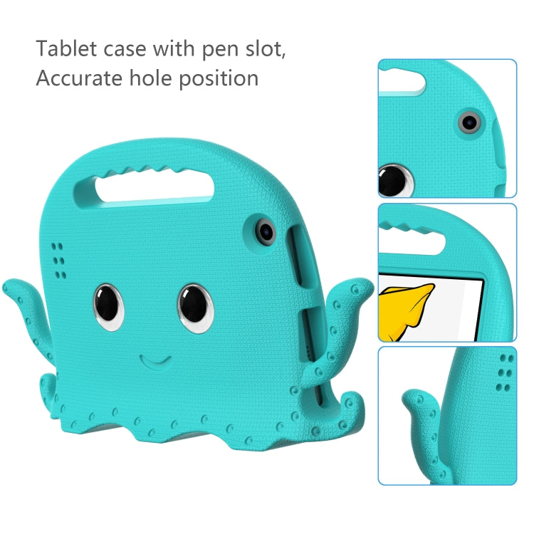 For Amazon Kindle Fire HD 7 2019 / 2017 / 2015 Octopus EVA Shockproof Tablet Case with Screen Film & Shoulder Strap(Glacier Green)
