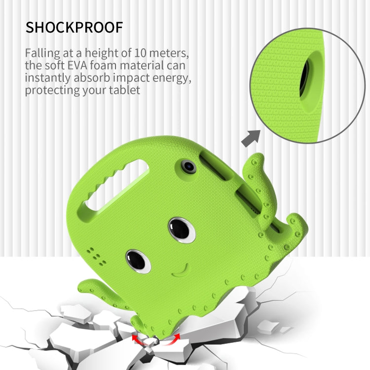 For Amazon Kindle Fire HD 7 2019 / 2017 / 2015 Octopus EVA Shockproof Tablet Case with Screen Film & Shoulder Strap(Grass Green)