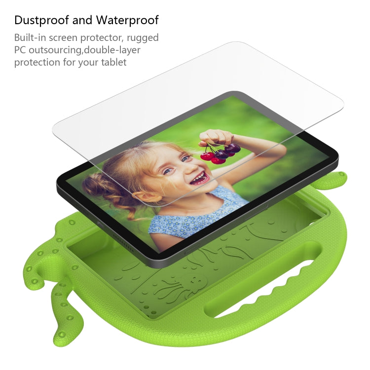 For Amazon Kindle Fire HD 7 2019 / 2017 / 2015 Octopus EVA Shockproof Tablet Case with Screen Film & Shoulder Strap(Grass Green)