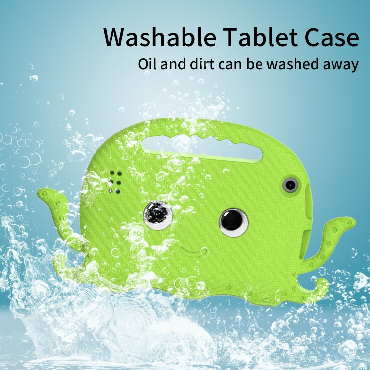For Amazon Kindle Fire HD 7 2019 / 2017 / 2015 Octopus EVA Shockproof Tablet Case with Screen Film & Shoulder Strap(Grass Green)