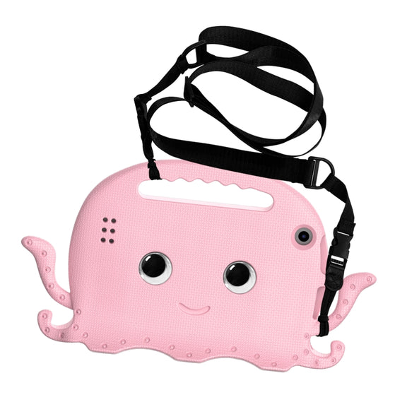 For Amazon Kindle Fire HD 7 2019 / 2017 / 2015 Octopus EVA Shockproof Tablet Case with Screen Film & Shoulder Strap(Pink)
