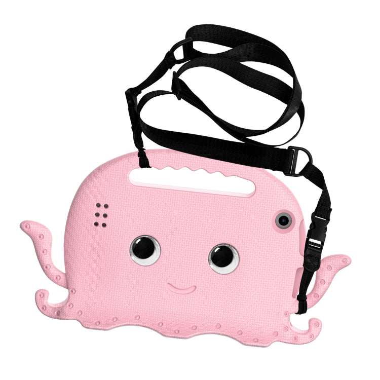For Amazon Kindle Fire HD 7 2019 / 2017 / 2015 Octopus EVA Shockproof Tablet Case with Screen Film & Shoulder Strap(Pink)
