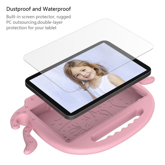 For Amazon Kindle Fire HD 7 2019 / 2017 / 2015 Octopus EVA Shockproof Tablet Case with Screen Film & Shoulder Strap(Pink)