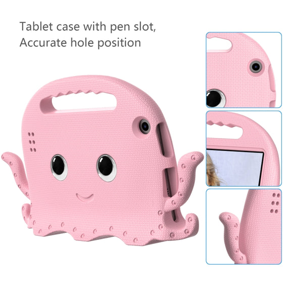 For Amazon Kindle Fire HD 7 2019 / 2017 / 2015 Octopus EVA Shockproof Tablet Case with Screen Film & Shoulder Strap(Pink)