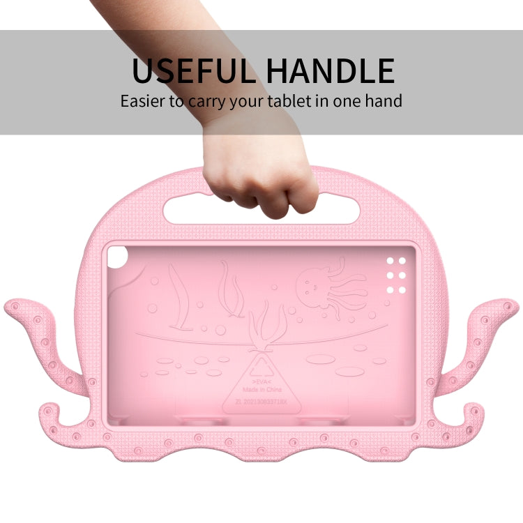 For Amazon Kindle Fire HD 7 2019 / 2017 / 2015 Octopus EVA Shockproof Tablet Case with Screen Film & Shoulder Strap(Pink)