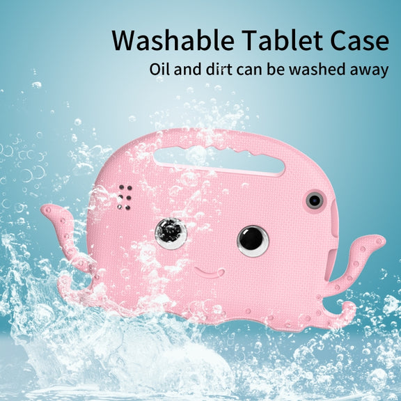 For Amazon Kindle Fire HD 7 2019 / 2017 / 2015 Octopus EVA Shockproof Tablet Case with Screen Film & Shoulder Strap(Pink)