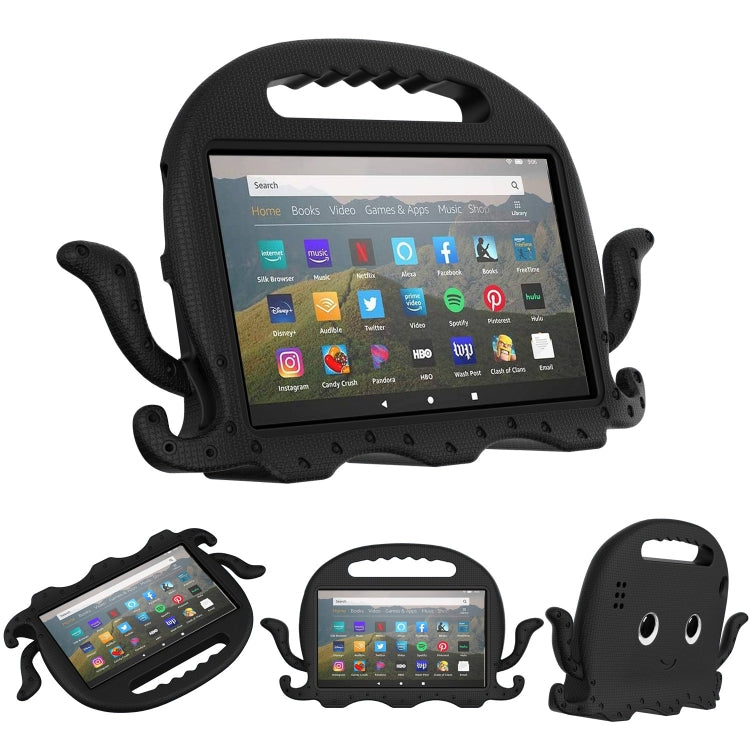 For Amazon Kindle Fire HD 7 2019 / 2017 / 2015 Octopus EVA Shockproof Tablet Case with Screen Film & Shoulder Strap(Black)
