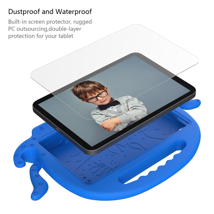 For Amazon Kindle Fire HD 7 2019 / 2017 / 2015 Octopus EVA Shockproof Tablet Case with Screen Film & Shoulder Strap(Blue)