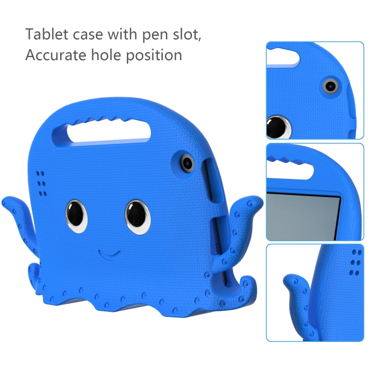 For Amazon Kindle Fire HD 7 2019 / 2017 / 2015 Octopus EVA Shockproof Tablet Case with Screen Film & Shoulder Strap(Blue)