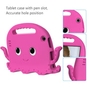 For Amazon Kindle Fire HD 7 2019 / 2017 / 2015 Octopus EVA Shockproof Tablet Case with Screen Film & Shoulder Strap(Rose Red)