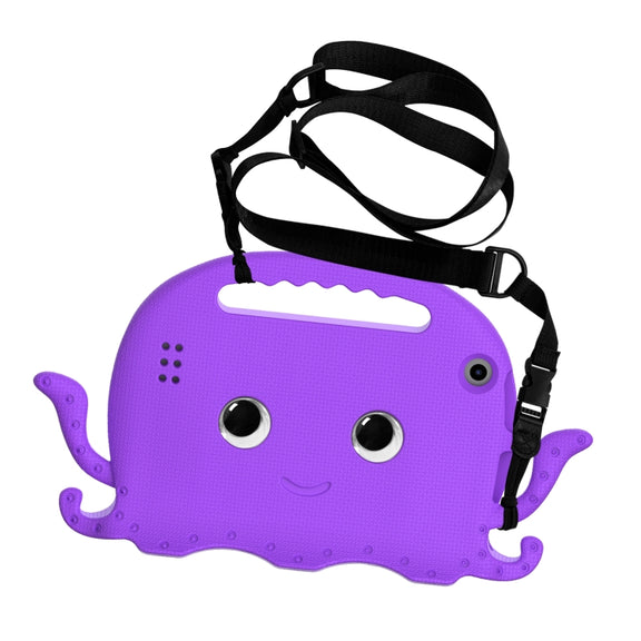 For Amazon Kindle Fire HD 7 2019 / 2017 / 2015 Octopus EVA Shockproof Tablet Case with Screen Film & Shoulder Strap(Purple)