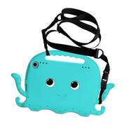 For Amazon Kindle Fire HD 8 / HD 8 Plus Octopus EVA Shockproof Tablet Case with Screen Film & Shoulder Strap(Glacier Green)