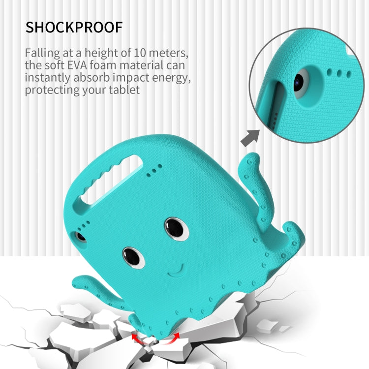 For Amazon Kindle Fire HD 8 / HD 8 Plus Octopus EVA Shockproof Tablet Case with Screen Film & Shoulder Strap(Glacier Green)