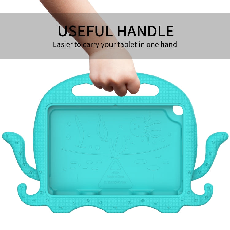 For Amazon Kindle Fire HD 8 / HD 8 Plus Octopus EVA Shockproof Tablet Case with Screen Film & Shoulder Strap(Glacier Green)
