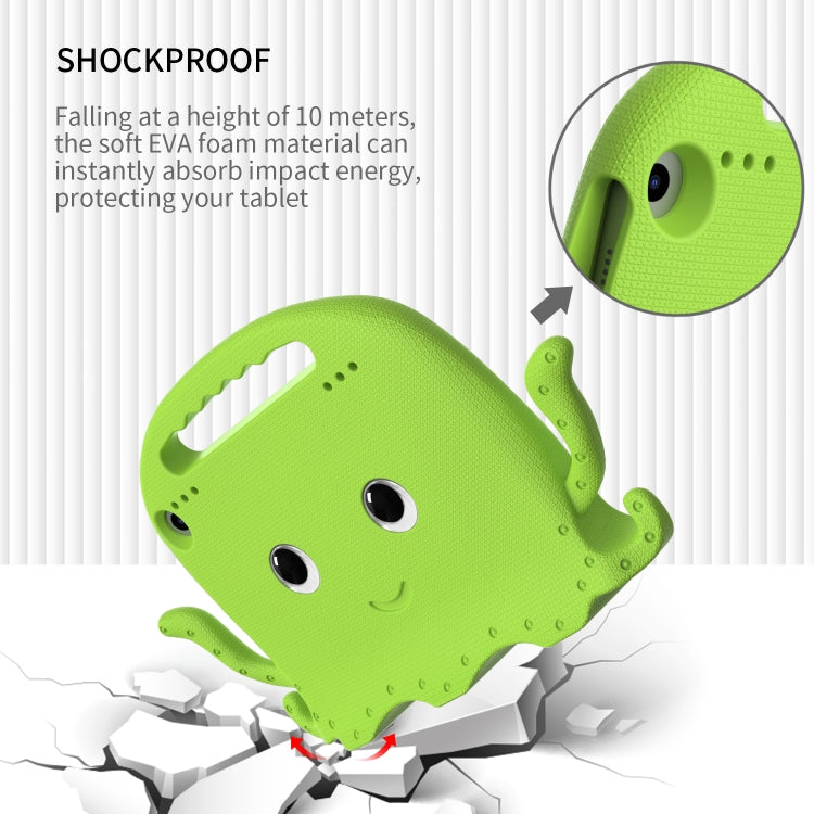 For Amazon Kindle Fire HD 8 / HD 8 Plus Octopus EVA Shockproof Tablet Case with Screen Film & Shoulder Strap(Grass Green)