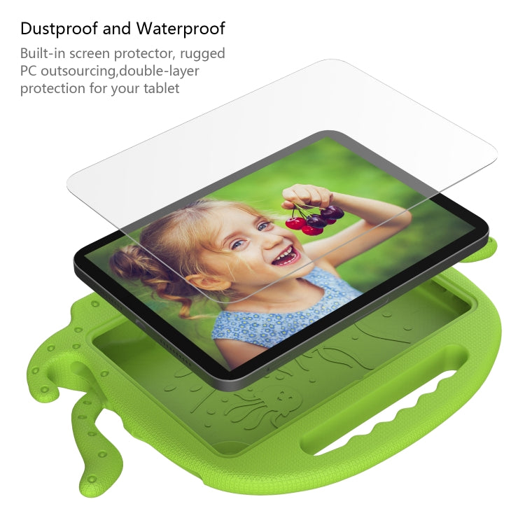 For Amazon Kindle Fire HD 8 / HD 8 Plus Octopus EVA Shockproof Tablet Case with Screen Film & Shoulder Strap(Grass Green)
