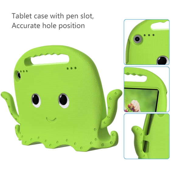 For Amazon Kindle Fire HD 8 / HD 8 Plus Octopus EVA Shockproof Tablet Case with Screen Film & Shoulder Strap(Grass Green)
