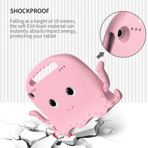 For Amazon Kindle Fire HD 8 / HD 8 Plus Octopus EVA Shockproof Tablet Case with Screen Film & Shoulder Strap(Pink)
