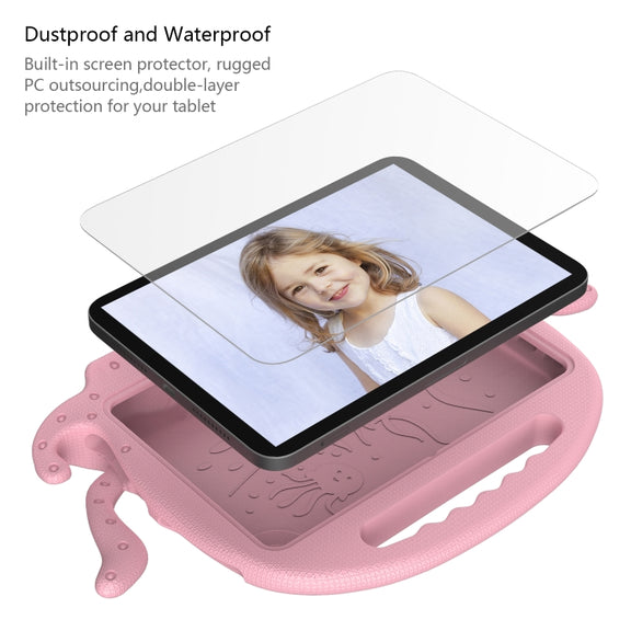For Amazon Kindle Fire HD 8 / HD 8 Plus Octopus EVA Shockproof Tablet Case with Screen Film & Shoulder Strap(Pink)