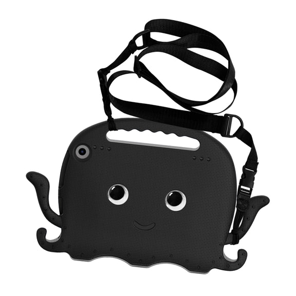 For Amazon Kindle Fire HD 8 / HD 8 Plus Octopus EVA Shockproof Tablet Case with Screen Film & Shoulder Strap(Black)