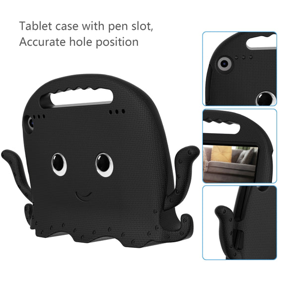 For Amazon Kindle Fire HD 8 / HD 8 Plus Octopus EVA Shockproof Tablet Case with Screen Film & Shoulder Strap(Black)