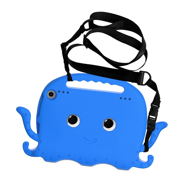 For Amazon Kindle Fire HD 8 / HD 8 Plus Octopus EVA Shockproof Tablet Case with Screen Film & Shoulder Strap(Blue)