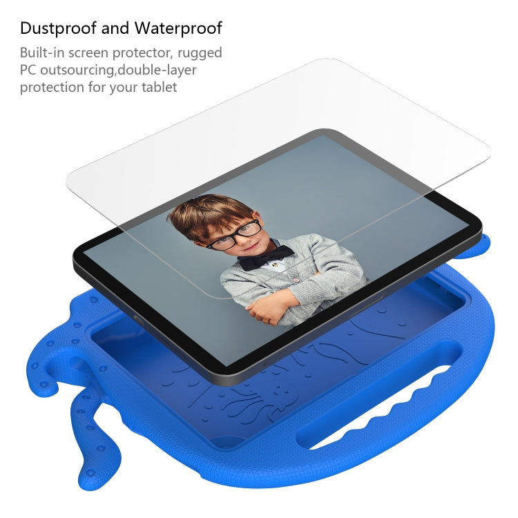 For Amazon Kindle Fire HD 8 / HD 8 Plus Octopus EVA Shockproof Tablet Case with Screen Film & Shoulder Strap(Blue)