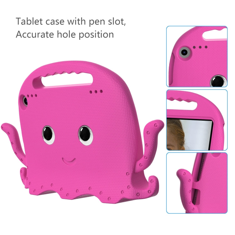 For Amazon Kindle Fire HD 8 / HD 8 Plus Octopus EVA Shockproof Tablet Case with Screen Film & Shoulder Strap(Rose Red)