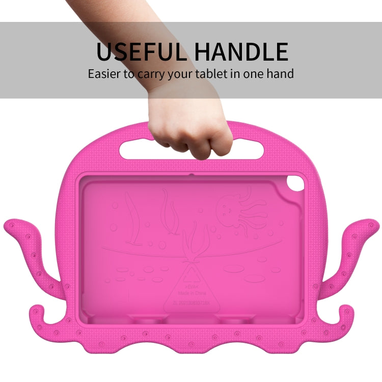 For Amazon Kindle Fire HD 8 / HD 8 Plus Octopus EVA Shockproof Tablet Case with Screen Film & Shoulder Strap(Rose Red)