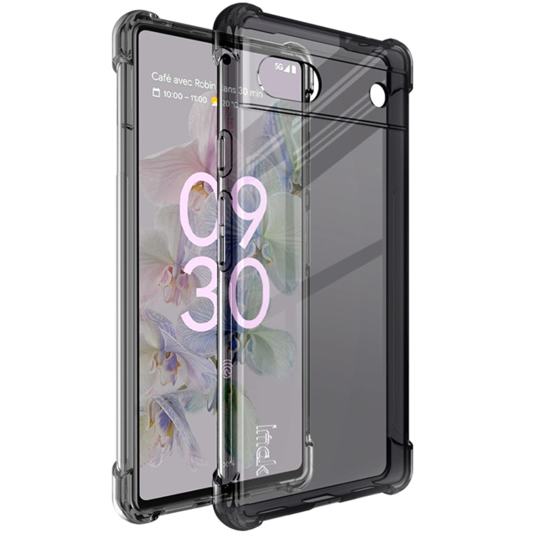 For Google Pixel 6a IMAK All-inclusive Shockproof Airbag TPU Phone Case with Screen Protector(Transparent Black)