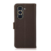 For Huawei Nova 10 KHAZNEH Side-Magnetic Litchi Genuine Leather RFID Phone Case(Brown)