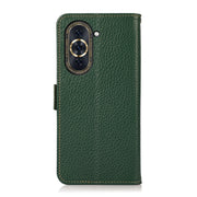 For Huawei Nova 10 KHAZNEH Side-Magnetic Litchi Genuine Leather RFID Phone Case(Green)