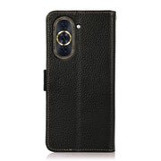 For Huawei Nova 10 KHAZNEH Side-Magnetic Litchi Genuine Leather RFID Phone Case(Black)