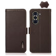 For Huawei Nova 10 Pro KHAZNEH Side-Magnetic Litchi Genuine Leather RFID Phone Case(Brown) - Huawei Cases by PMC TechLife | Online Shopping South Africa | PMC TechLife | Buy Now Pay Later Mobicred