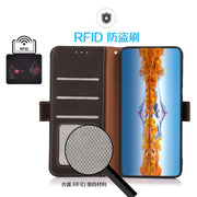 For Huawei Nova 10 Pro KHAZNEH Side-Magnetic Litchi Genuine Leather RFID Phone Case(Brown)