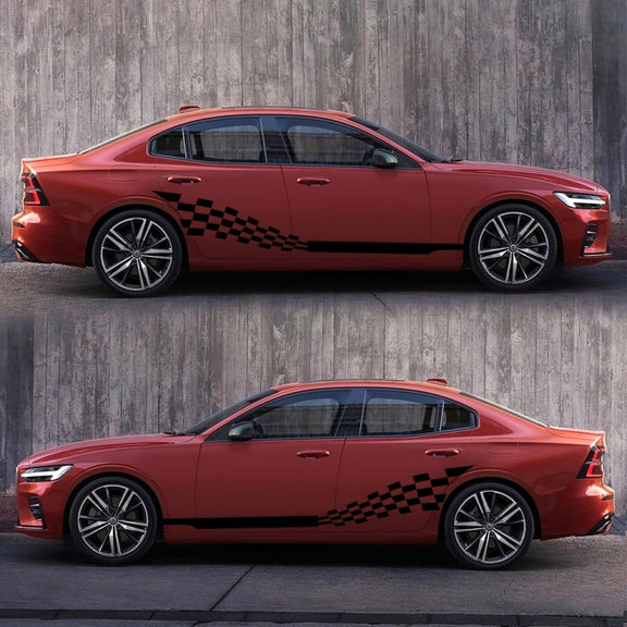 2 PCS/Set D-944 Striped Plaid Pattern Car Modified Decorative Sticker(Black)