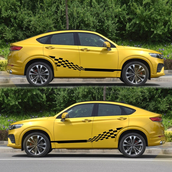 2 PCS/Set D-944 Striped Plaid Pattern Car Modified Decorative Sticker(Black)