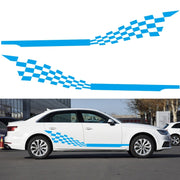 2 PCS/Set D-944 Striped Plaid Pattern Car Modified Decorative Sticker(Blue)