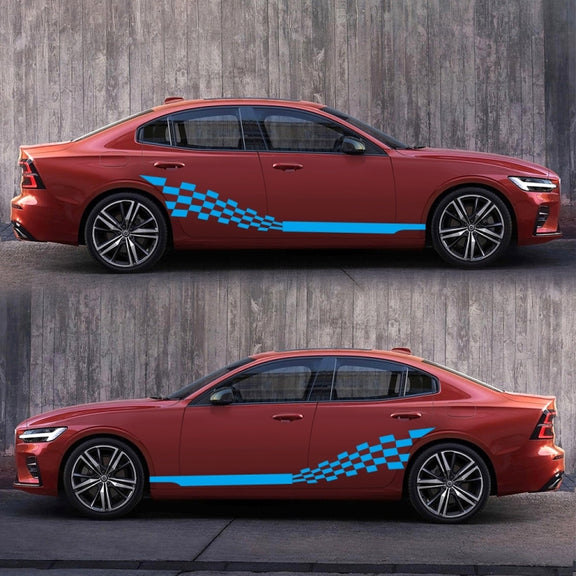 2 PCS/Set D-944 Striped Plaid Pattern Car Modified Decorative Sticker(Blue)