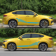 2 PCS/Set D-944 Striped Plaid Pattern Car Modified Decorative Sticker(Blue)