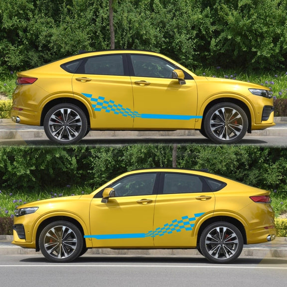 2 PCS/Set D-944 Striped Plaid Pattern Car Modified Decorative Sticker(Blue)