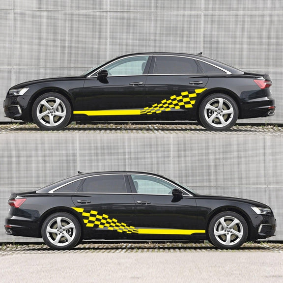 2 PCS/Set D-944 Striped Plaid Pattern Car Modified Decorative Sticker(Yellow)