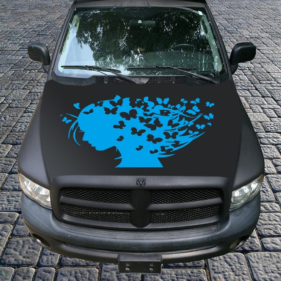 D-956 Butterfly Girl Pattern Car Modified Decorative Sticker(Blue)