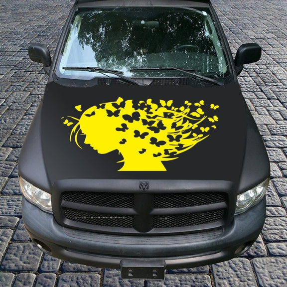 D-956 Butterfly Girl Pattern Car Modified Decorative Sticker(Yellow)