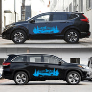 2 PCS/Set D-957 Mountains Pattern Car Modified Decorative Sticker(Blue)