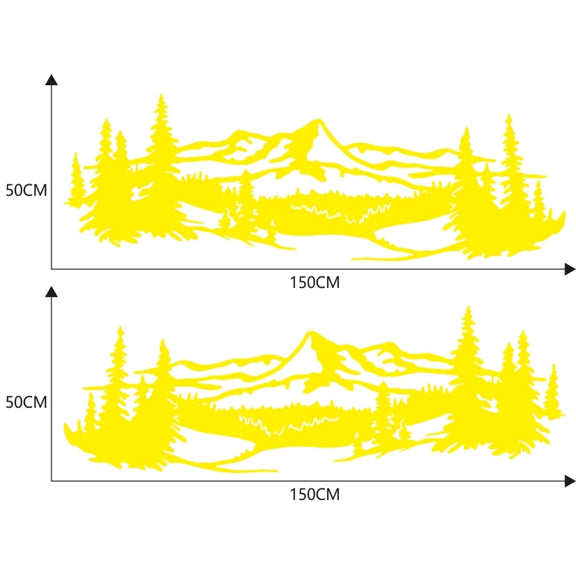 2 PCS/Set D-957 Mountains Pattern Car Modified Decorative Sticker(Yellow)